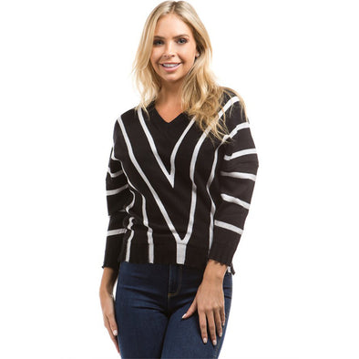 Loose Stripe Round Neck Knitting Sweaters