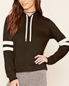 Short Colorblock Hooded Long Sleeve Sweatshirt