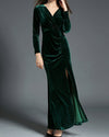 Elegant Split Velvet Evening Dress