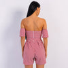 Bow plaid wrapped chest open back high waist jumpsuit