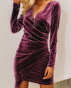 Solid Color V-Neck Long Sleeve Irregular Bodycon Dresses