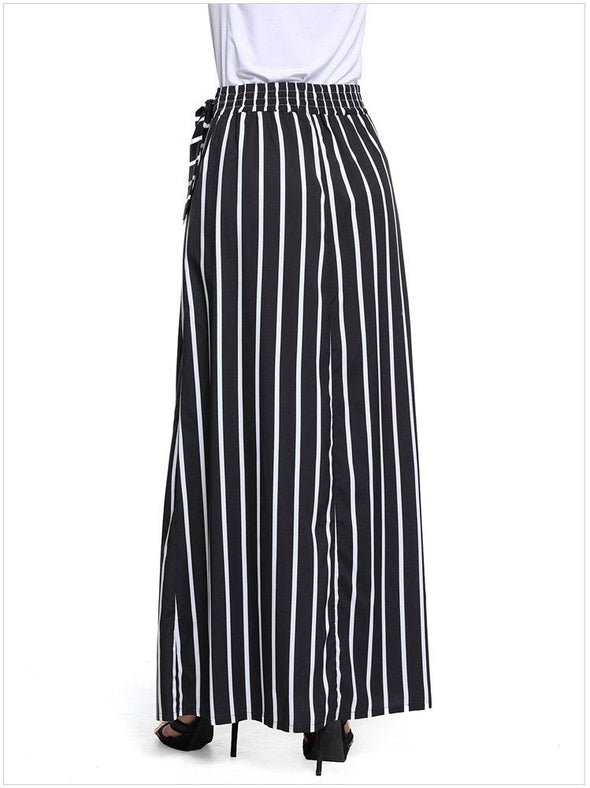 casual Stripe high waist maxi skirts