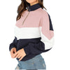 Colorblock Stand Collar Zipper Long Sleeve Sweatshirt