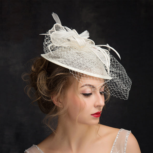 New Fashion Mesh Feather Top Hat