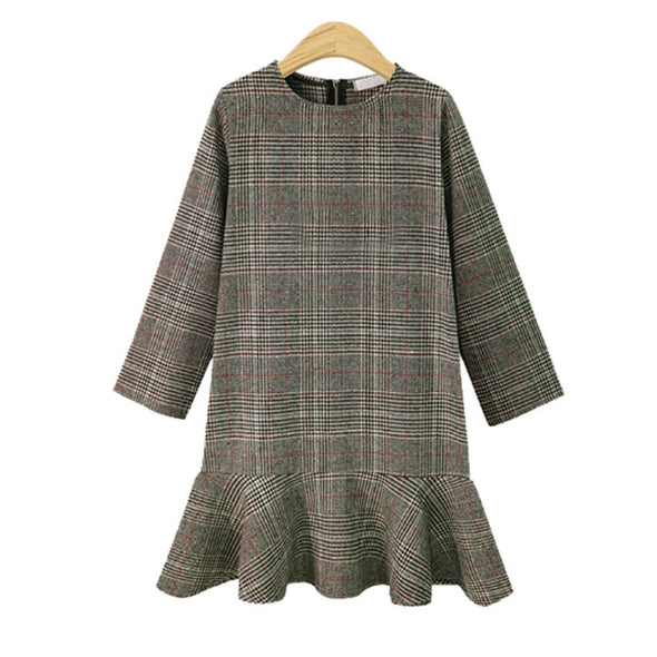 Women's long sleeve round neck plaid top