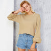 Solid Color Round Neck Long Sleeve Sweaters