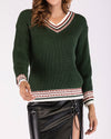 New V-Neck Long Sleeve Colorblock Sweater