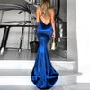 Sexy Deep V Condole With Pure Color Evening Dress