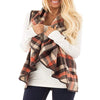 Plaid Lapels Sleeveless Cape Coat