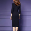 V Collar Pure Color 3/4 Sleeve Bodycon Dreee