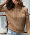 Creative Off-The-Shoulder Solid Color Sweater