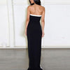 Sexy Split Stitching V Collar Sleeveless Long Evening Dress