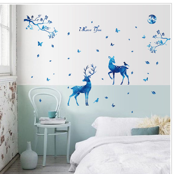 Removable Blue Elk Wall Sticker