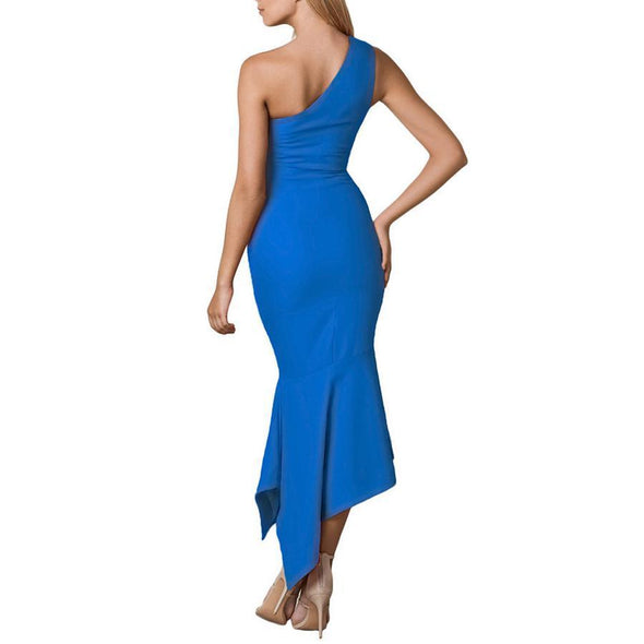 Fashion One Shoulder Irregular Bodycon Dress