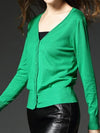 Women Button Down Long Sleeve  Knit Cardigan