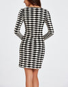 Black And White Striped Knit Bodycon Dress