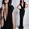 Fashion Sexy V Collar Lace Hollow Evening Dress