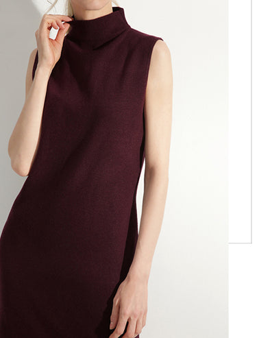 Fashion Sleeveless Turtleneck Dress