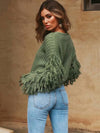 Round-neck Long Sleeves Tasseles Sweater Tops