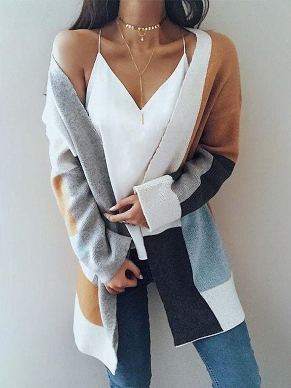 Color Block Ribbed Cardigan