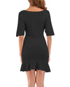 New V-Neck Bat Sleeve Knit Bodycon Dress