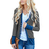 Striped Stitching Long Sleeve Single-Breasted Cardigan