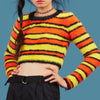 Striped Round Neck Otter Short Section Navel Sweater