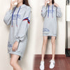 Long-Sleeved Embroidered Loose Hooded Sweatshirt