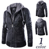 Slim Hooded Motorcycle Leather Men's Jacket