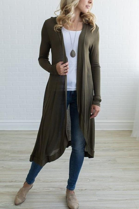 Snap  Front   Plain  Casual  Cardigans