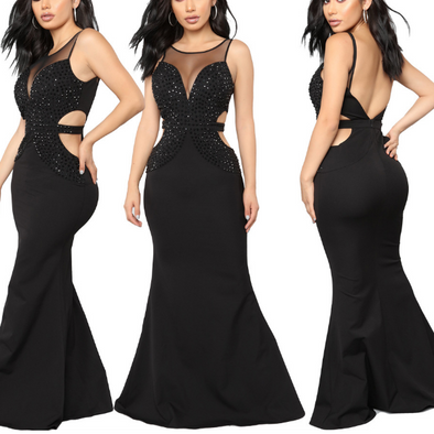 Sexy Sleeveless Rhinestone Evening Dresses