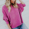 Solid Color Back Cross-Knit Sweater