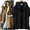 Hooded Batwing sleeve long woolen coat