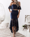 Women's Ruffled Lace Evening Dress