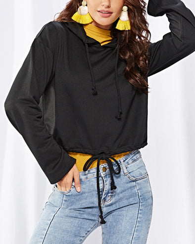 New Hooded Long Sleeve Lace-Up Sweatshirt