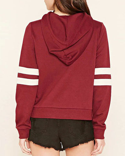 Short Colorblock Hooded Long Sleeve Sweatshirt