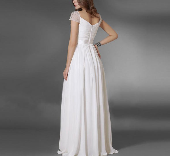 Chiffon V-Neck Sleeveless Evening Wedding Dress