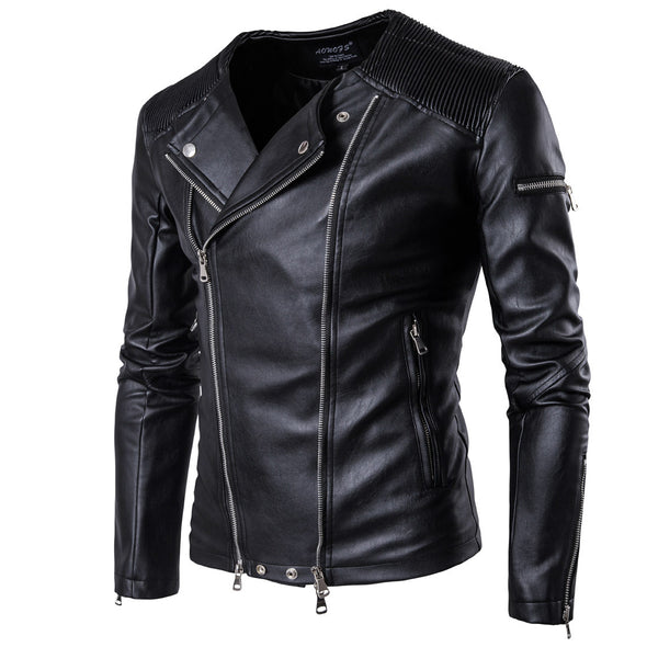 New Fashion Motorcycle Tide Brand Leather Men's Jacket