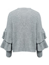 Casual Double-Layered Ruffled Sleeve Short Cardigan Sweater