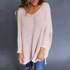 Round Neck Plain Long Sleeve Knitting Sweater