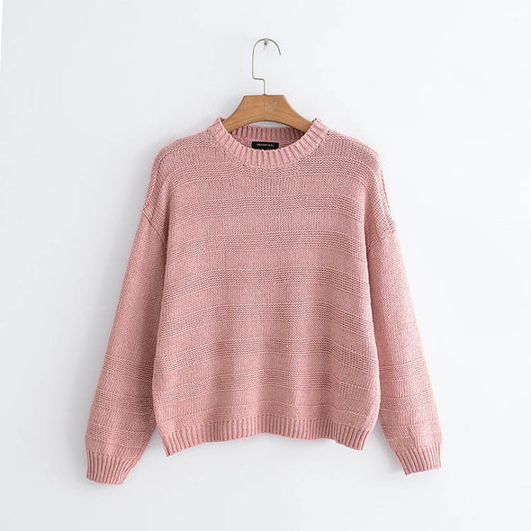 Round Collar Candy-Colored Striped Sweater