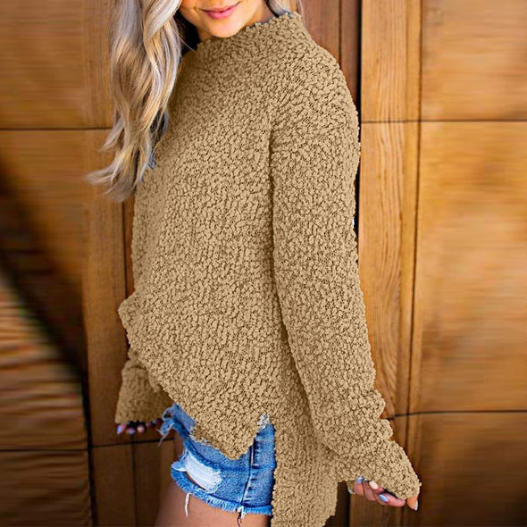 New Solid Color Loose Knit Sweater