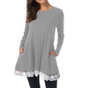 Lace-Paneled Long-Sleeved Dress