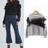 Ruffled Decorative O-Neck Long-Sleeved Sweatshirt