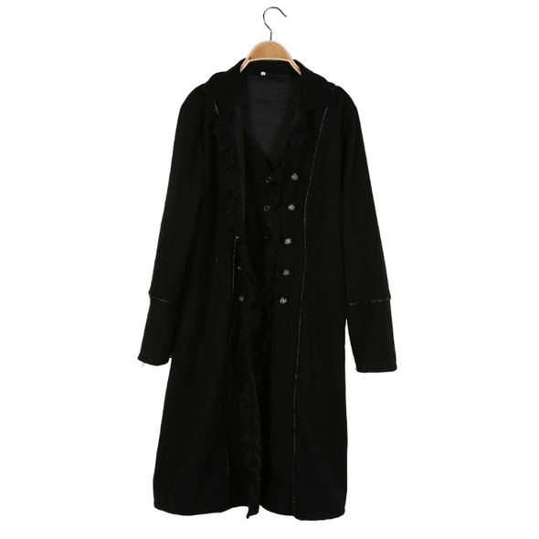 Irregular Pure Color Long Sleeve Three-breasted Buckle Coat