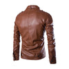 New British Stand Collar Locomotive PU Leather Jacket