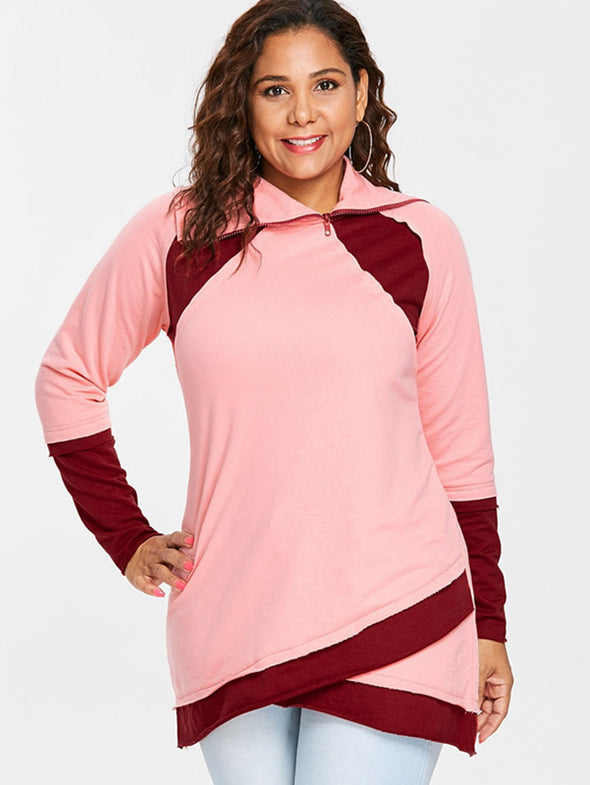 Solid Color Zipper Long Sleeve Sweatshirt