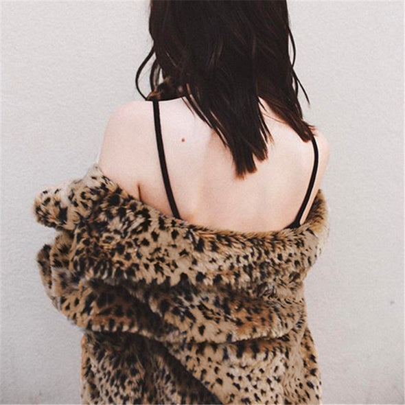 Sexy Leopard Print Woolen Women's Coat