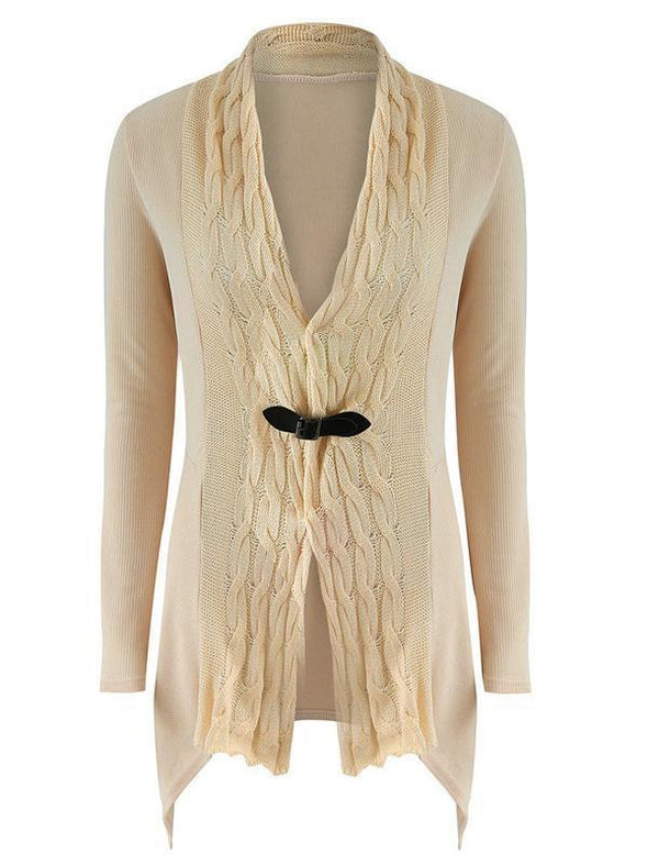 Solid Color Long Sleeve Irregular Knit Cardigan