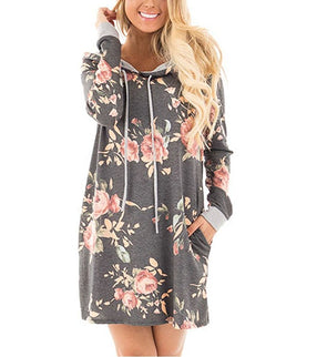 Women's Print Hooded Long Sleeve Sweatshirt